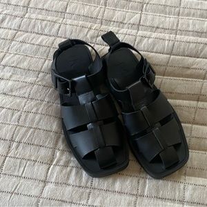 MANGO brand fisherman style black sandals